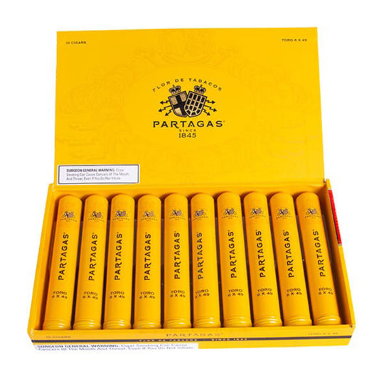 PARTAGAS YELLOW TORO TUBO BOX OF 10 6X49